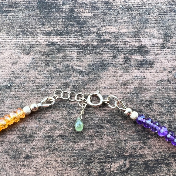 14K Gold Wrap Bracelet / Necklace – Amethyst, Green Tourmaline & Mandarin Garnet - Picture 3 of 8
